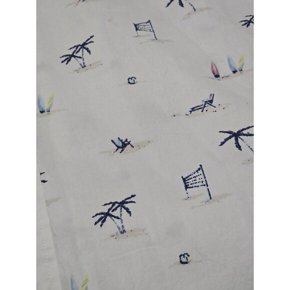 Big & Tall Sonoma White Beach‎ Print Cotton Blend Button-Down Shirt 2XB - Picture 11 of 12